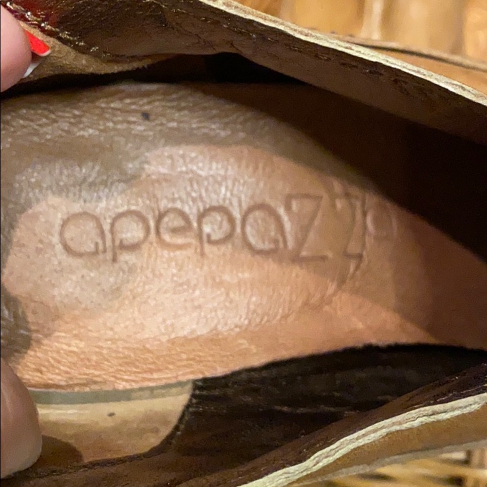 Apepazza Chunky Heel Artisan Leather Peeptoe - Picture 6 of 7